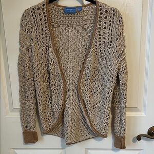 Simply Vera Vera Wang Tan Open-Knit Cardigan